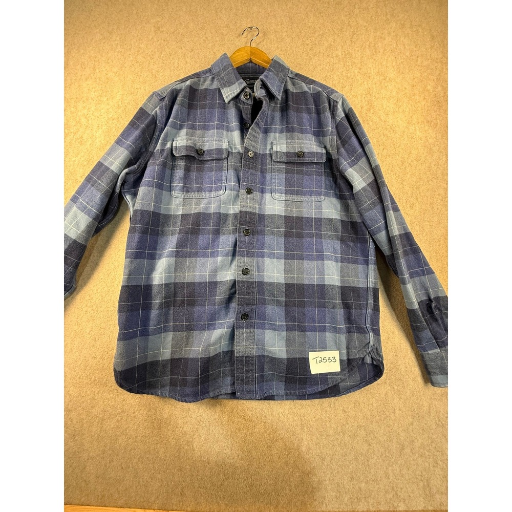 Grayers Clothiers Mens Blue Plaid Flannel Shirt Long Sleeve Cotton Large